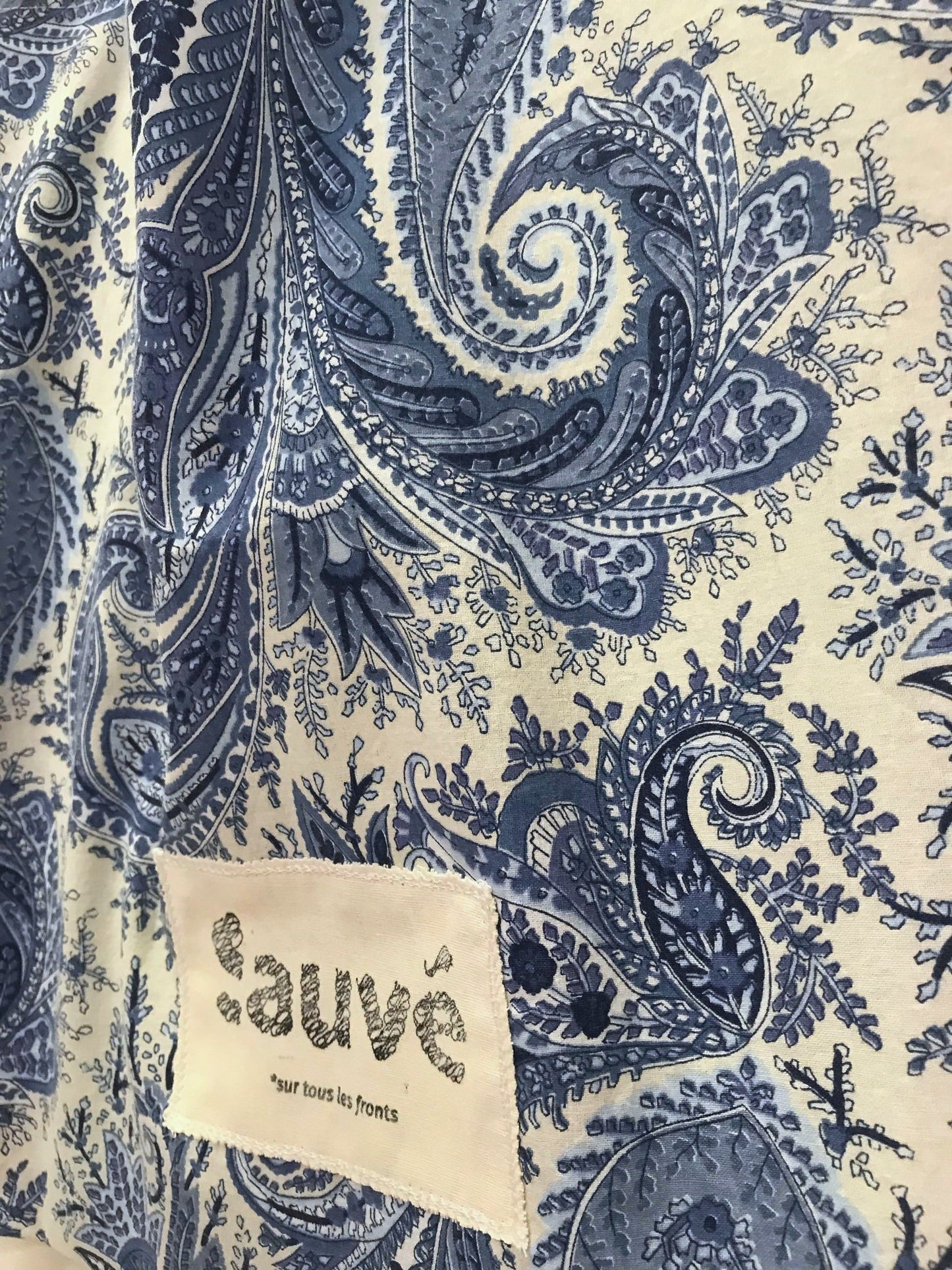 Tote bag bleu motif cachemire