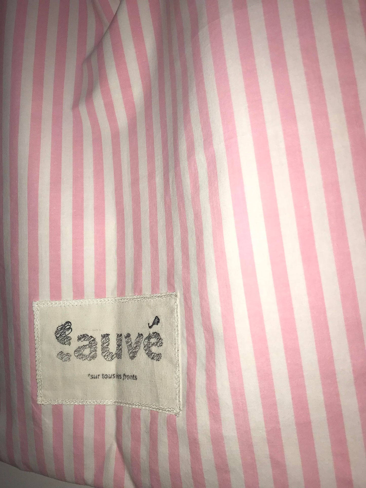 Tote bag rayé rose/blanc