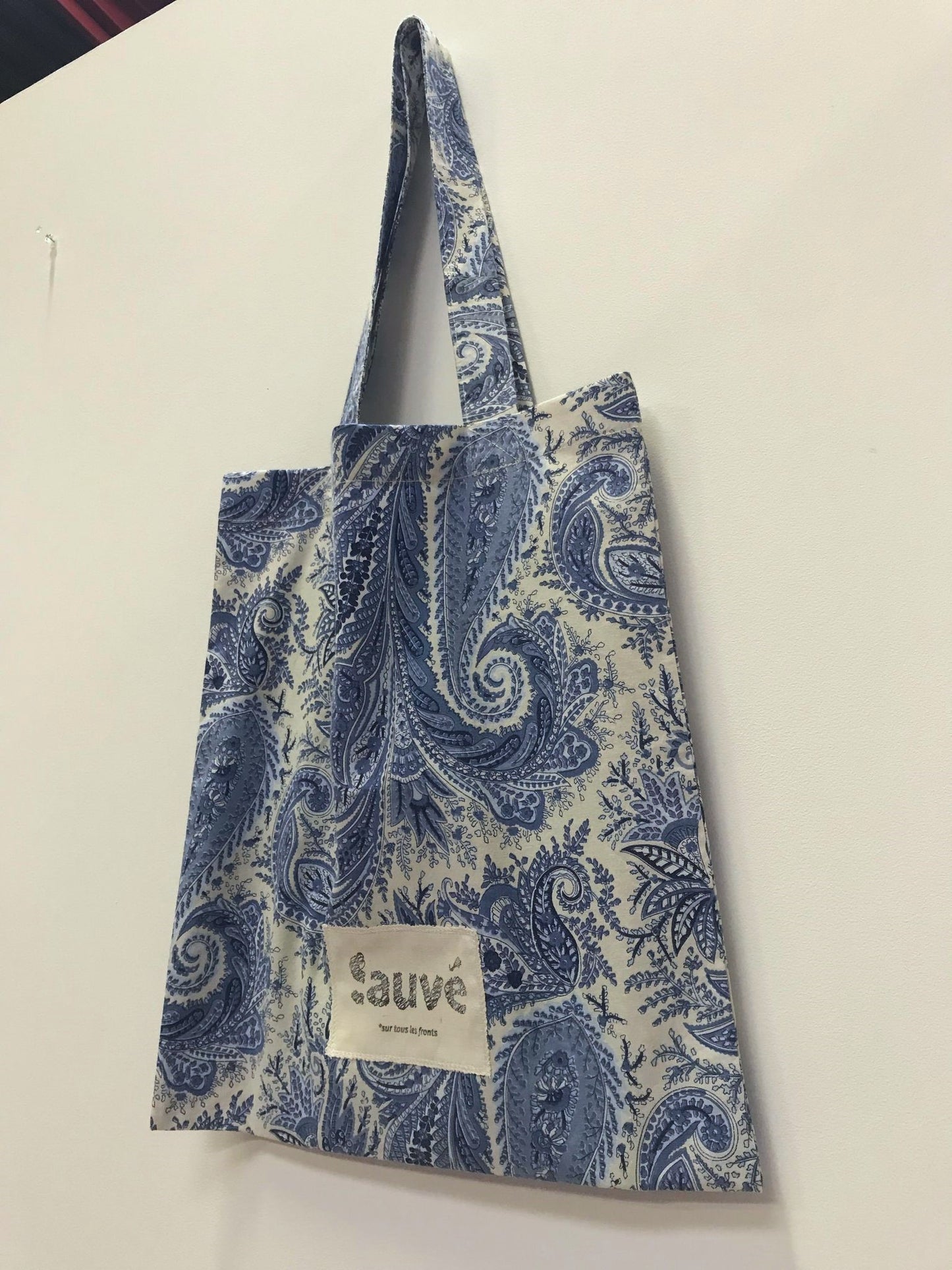 Tote bag bleu motif cachemire