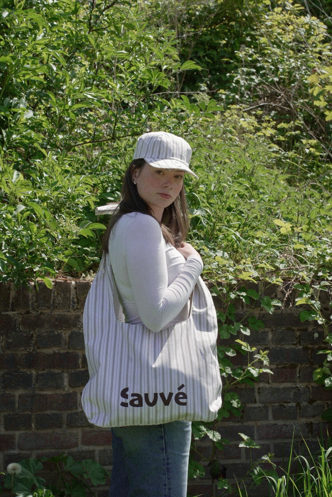 Set sac et casquette chemise à rayures