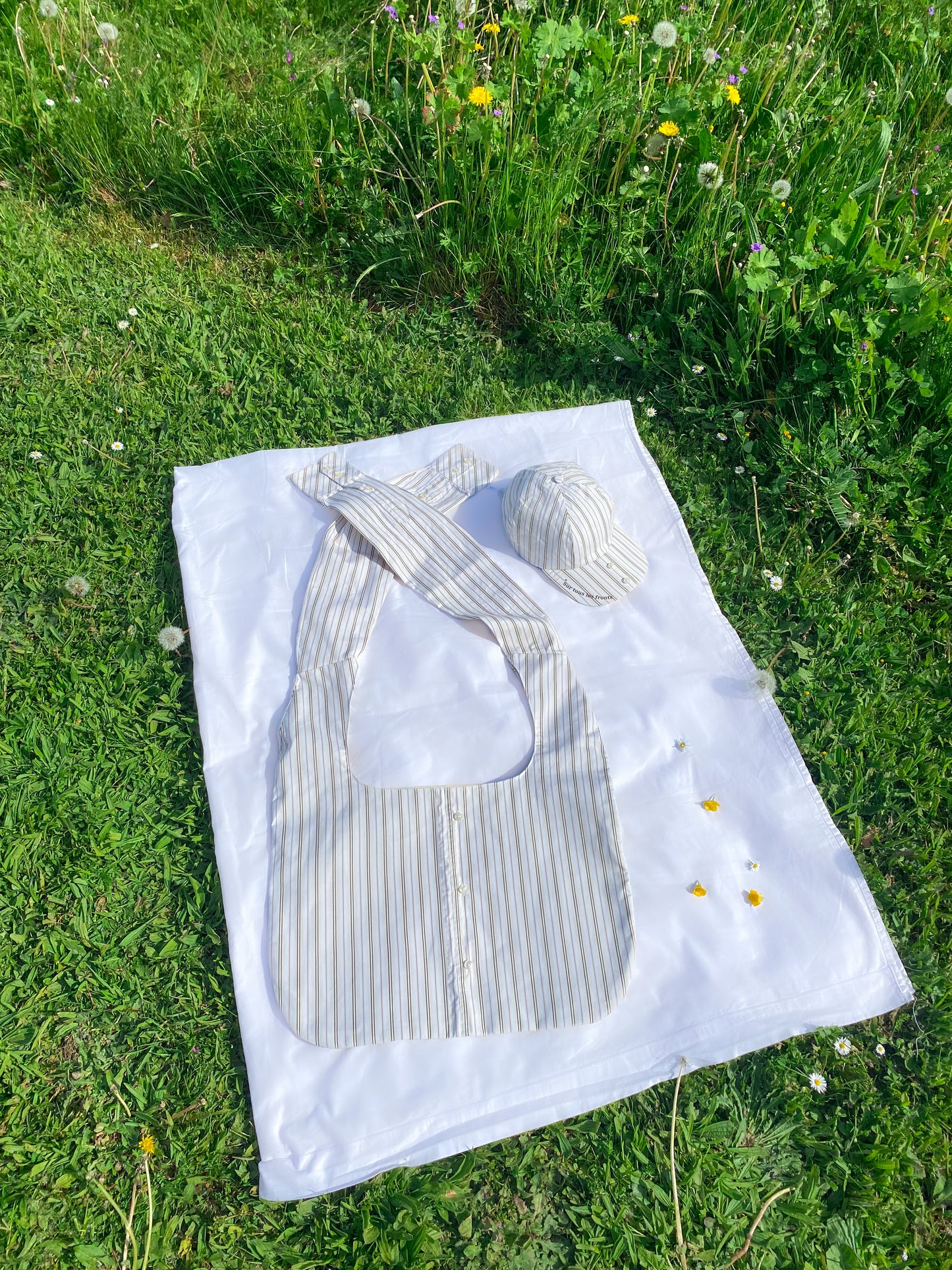 Set sac et casquette chemise à rayures